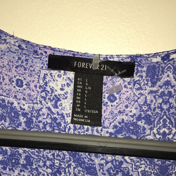 Boho Peasant Dress Blue White - Picture 3 of 5